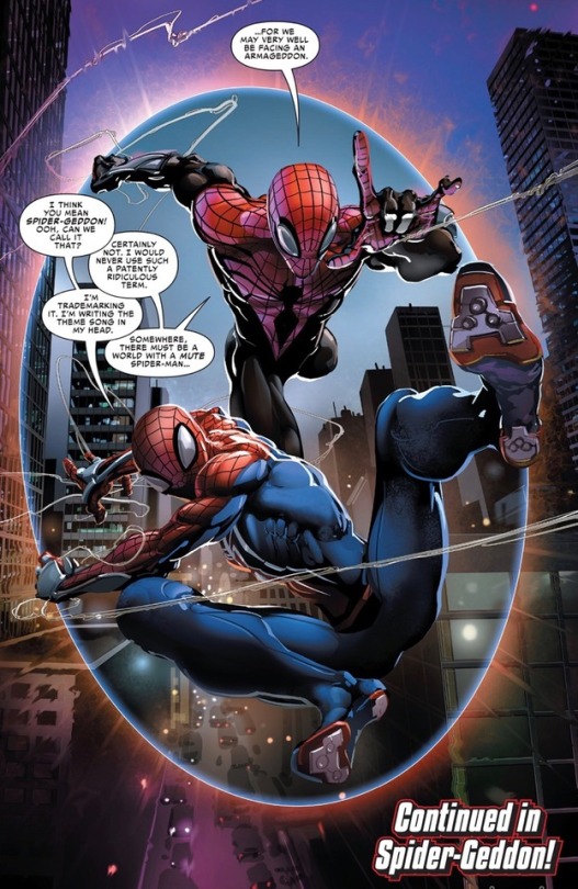 From Spider-Geddon #0. Otto recruits the PS4 Spidey. Love my heroic Otto(heeroyuy008)OHfirst off that illustration is beautiful but does ps4 spidey know that’s otto