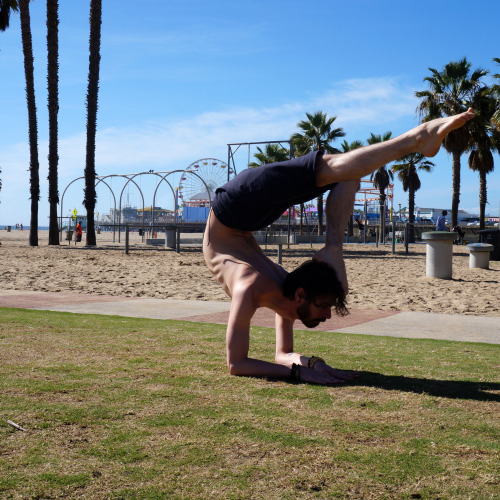 Stag-leg Scorpion. It’s a modified combination of two fun poses.Model : Adrian Hummell