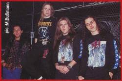 metal-me:  From left: Paul Masvidal, Sean Reinert, Scott Carino, Chuck Schuldiner, Germany 1991 