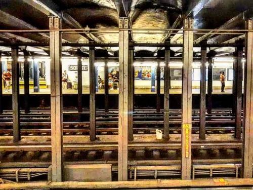 From 2017: Waiting for a train at the #50th_Street_station on the C and E lines, #Manhattan #New_Yor