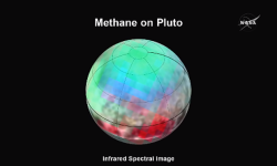 mindblowingscience:  New images from New Horizons of Pluto and its moons: July 15th, 20151. Methane map of Pluto2. Pluto’s moon CharonCathy Olkin is now describing a new image of Charon, the largest of Pluto’s moons, named for the ferryman of Greek