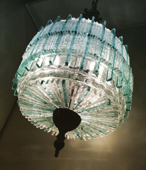 Handmade glass pendant lamp by Poliarte, Italy, c. 1960 - 1970s.