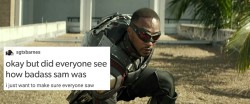 heartinelli:  Sam Wilson + text post meme,