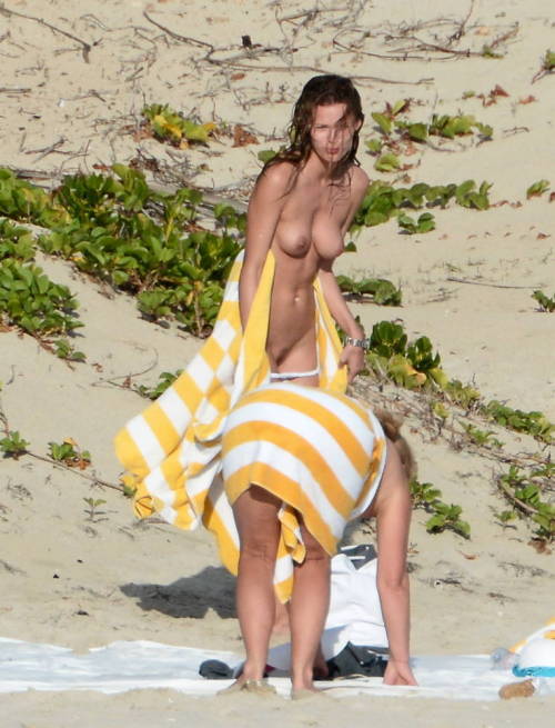 toplessbeachcelebs:  Edita Vilkeviciute (Model) nude changing bikinis in St. Bart's (April 2014) 