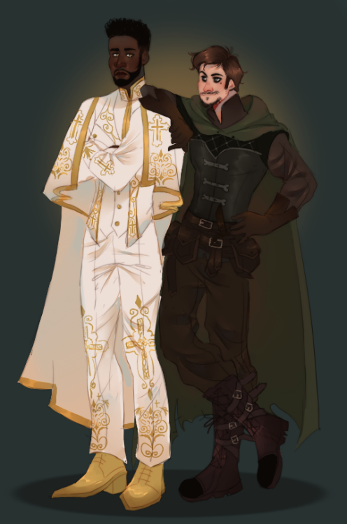 these are my two d&amp;d-ish ocs, echael grimhew and aiden van-dunem!backstory time echael(