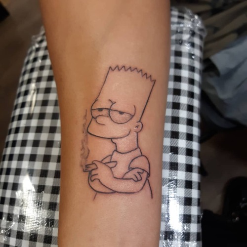 #funny #stonerart #bartsimpson #smokingpot #marijuana #tattoo by #femaletattooartist #femaletattooer