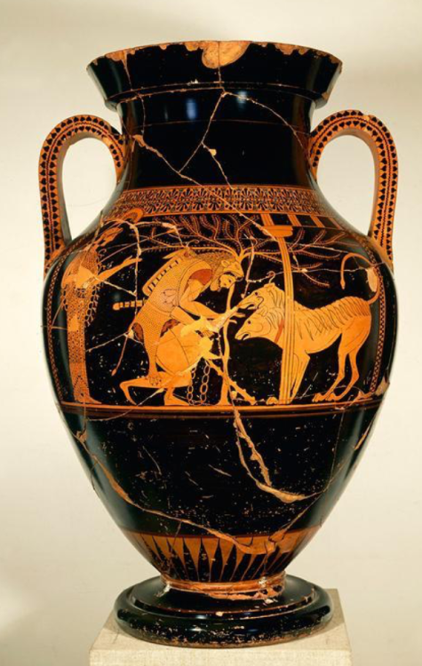 famousartthroughhistory:Amphora attr. to the Andokides Painter and Lysippides Painter, Attic red-fig