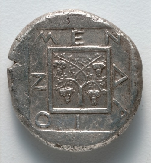 cma-greek-roman-art: Tetradrachm: Square, Vine, Inscription (reverse), 430, Cleveland Museum of Art: