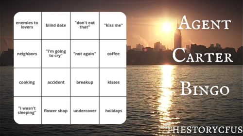 Agent Carter Bingo 2022 masterlist for @agentcarterbingoThis list will be updated as the prompts are