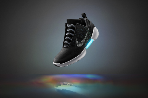 Nike HyperAdapt 1.0, the first self-lacing sneaker, unveiled today at the Nike Innovation Summit in 