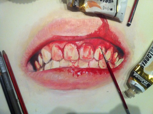 p1ants:sunday nights r not exciting in NZ so I have started painted a bleeding mouth :)