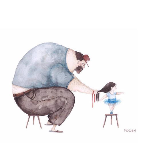 no-necesito-superpoderes:  mymodernmet:  Heartwarming Watercolors Honor the Unbreakable Bond Between Do-It-All Dads and Their Daughters  que cosa más linda 