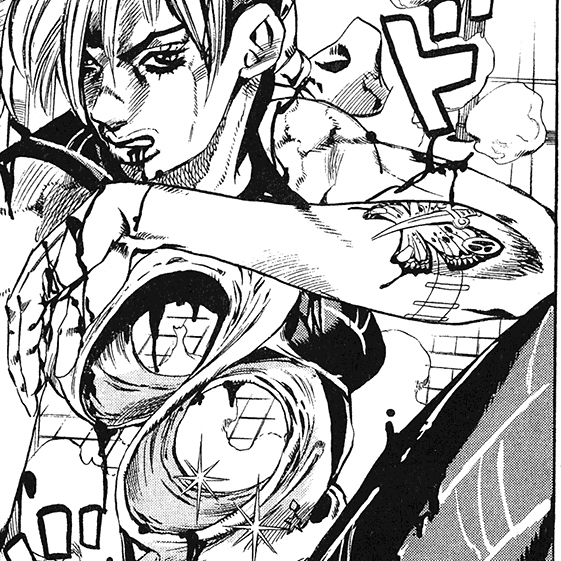 In JoJo's Bizarre Adventure: Stone Ocean manga, how does Jolyne