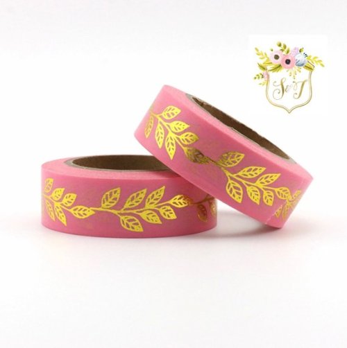 Pink Gold Foil Floral Washi Tape //SugarandIvy