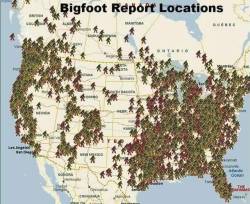 mavenmemnon: unexplained-events: Reported Bigfoot Sightings 