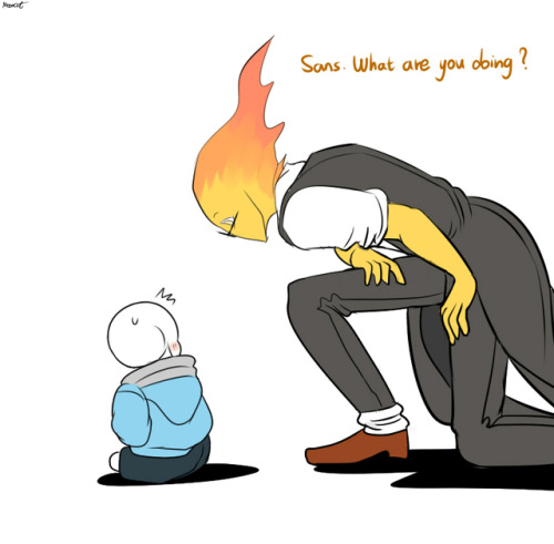 mooncatyao: [Share] Grillby & little Sans <First part> (Previous)/(NEXT) 