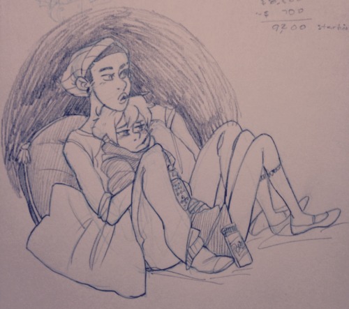 Penn and Sphynx eating pocky and watching movies when penn comes down with the flu. By ndgo