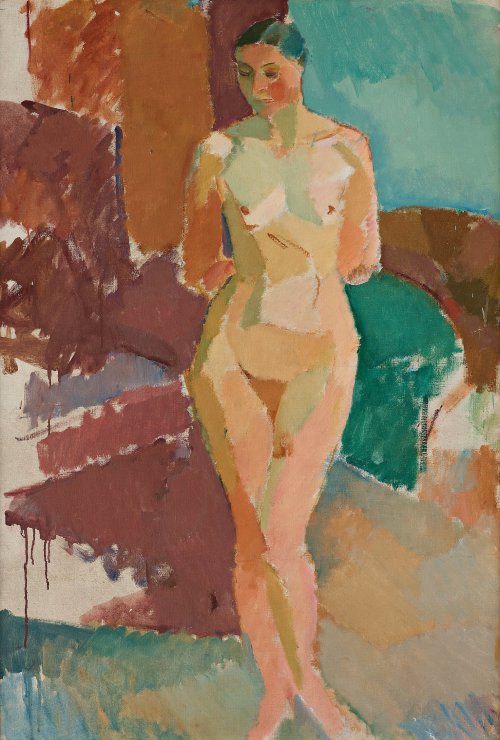 lawrenceleemagnuson:Karl Isakson (Sweden 1878-1922)Nude standing (before 1956)oil on canvas 196 x 72