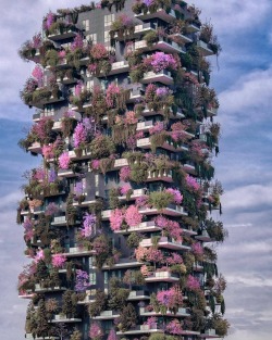 nerdlingwrites:  architecture-anddesign: Bosco Verticale, Milan, Italy. [OS] [1080×1350].  I genuinely thought for a minute that this was some kind of solar punk concept art, so I looked it up and it’s actually a real live place (literally with all