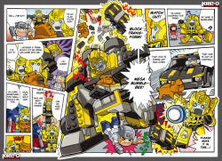 bootylicious-buggy:  needsabouttreefiddy:  New Kre-O manga! In today’s chapter, Bumblebee valiantly saves a dog from the evil Dr. Arkeville. \(^o^)/ You can read the previous two parts here.  I have seen the light and it’s glorious.