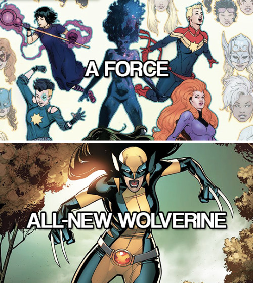 selinaklyle:  DC’s Post-Convergence and Marvel’s Post-Secret Wars female-led ongoing titles. 