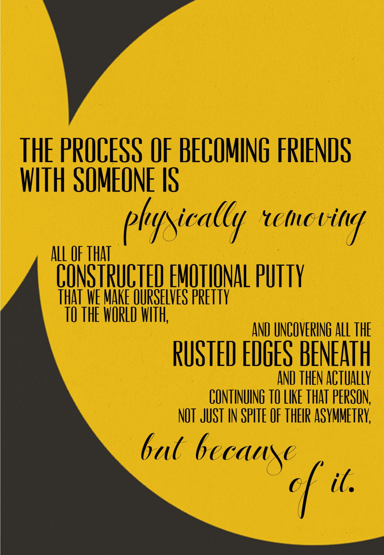 greenquotes:   “The process of becoming friends with someone is physically removing