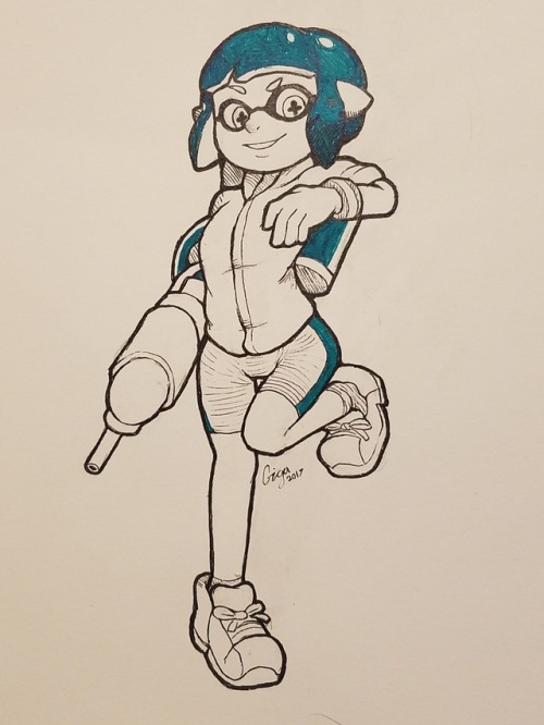 gigalithic:Squid kid in ink! Havent done traditional in forever.
