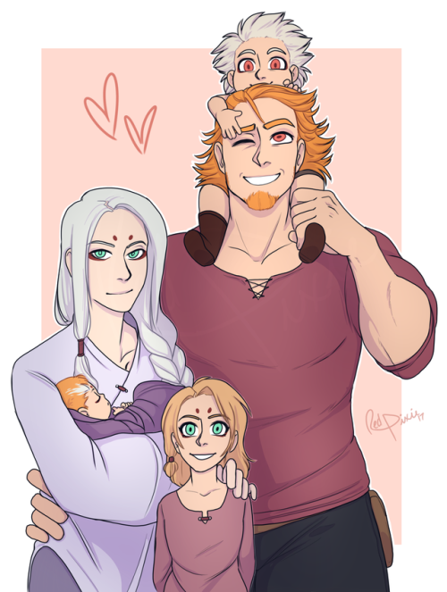 Family portrait commission for @serotoninjaWe’ve been watching Boruto recently and fawning over all 