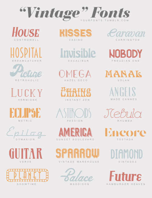 yourfonts:Vintage fonts Please, like or reblog if you download it Controwell - Casino - CarringtonBr