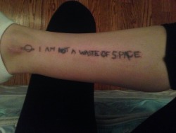 moose-sadwallader:  statiic-in-my-head:  newlytransformed:  newlytransformed:  my half drunken, poorly done, stick and poke tattoo.  someone reblog this so i can have consolidation of my bad decisions  oh my god you go girl  yo this is cool as fuck