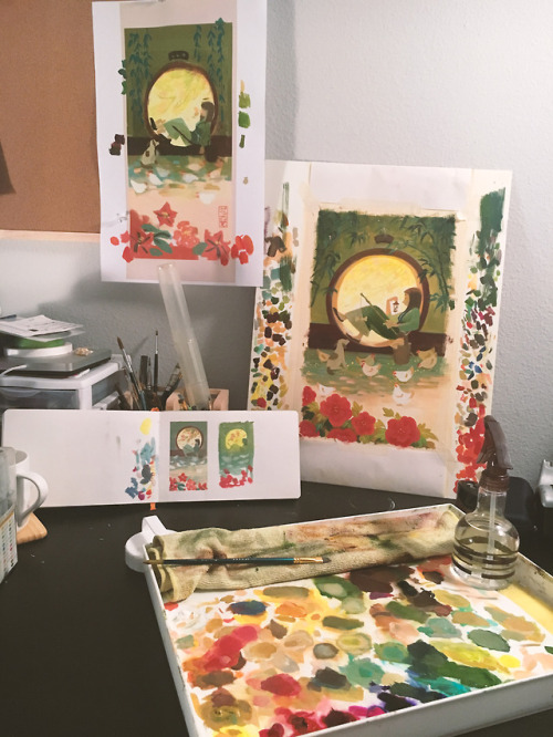 Painting i did for the Mulan tribute show at Gallery Nucleus, last photo shows my progress for this 