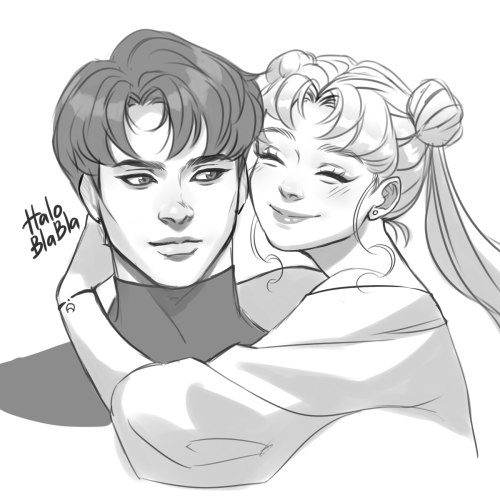 haloblabla: Quick scetch with Mamoru and Usagi~