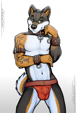 tsaiwolf:  CM17: AnimosusIt’s nice when you go to a kinksters ball and actually see a sexy man in gear like this. Hopefully no one owns his collar… yet &lt;3Commissioned by Animosus.Patreon / InkedFur / Tumblr / InkBunny / FurAffinity / SoFurryWant