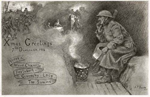 greatwar-1914:Xmas greetings from the 7th Division, veterans of Ypres, Neuve Chapelle, Festubert, Gi