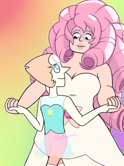artblogparadox:  I totally ship this. I really ship it. Also I am amazed at how well Rose turned out considering her anime hair. Also Pearl is in her previous outfit because obviously this took place before Rose died so. Skirt absolutely killed me, but