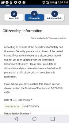 clover1982:  clover1982:  notyourexrotic:   Naturalized US citizens are reporting that the DHS website is listing them as “not a citizen”.  From Funmilayo Celestina Ekundayo: So i just got this message when i attempted to update my voter registration.