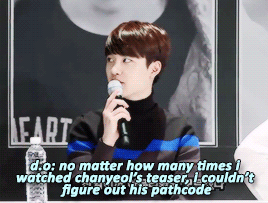 junyeol:Q: what do you think is the easiest way to find pathcodes in the teasers? (feat. butthurt ch
