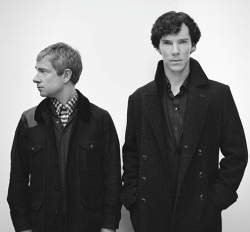 mrs-mob-johnlocked:  Benedict Cumberbatch and Martin Freeman through EW photo shoot lens 