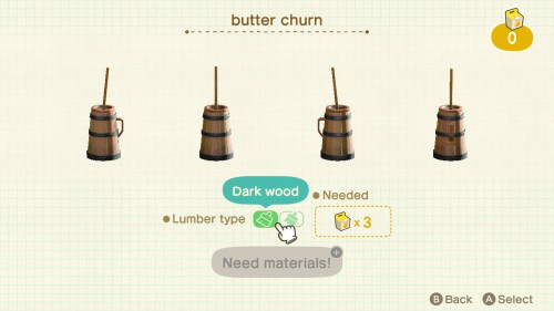 Item: butter churn# of customizations: 2Customization names: dark wood, natural woodCustom kits need