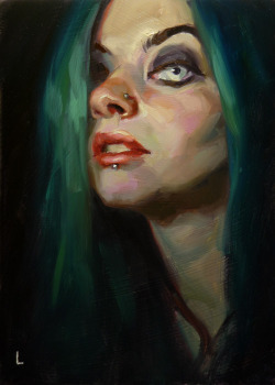 beautifulbizarremag:  Spooky by VampireHungerStrike  5 x 7 inches, oil on hardboard.