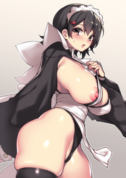 fuyahana:  “W…where did you say you want your face again, master? My breasts or my thigh…?”Iroha from Samurai Spirits/Samurai Shodown, a classic thigh goddess. Always been a fan of her concept design, a crane maiden with rearranged maid outfit,