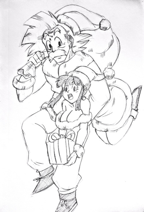 funsexydragonball: I didn’t even think I was going to draw a x-mas piece this year but I got into the spirit of the holidays. Even though I’m away for a short bit, I thought I can whip a nice sketch. Merry Christmas! 