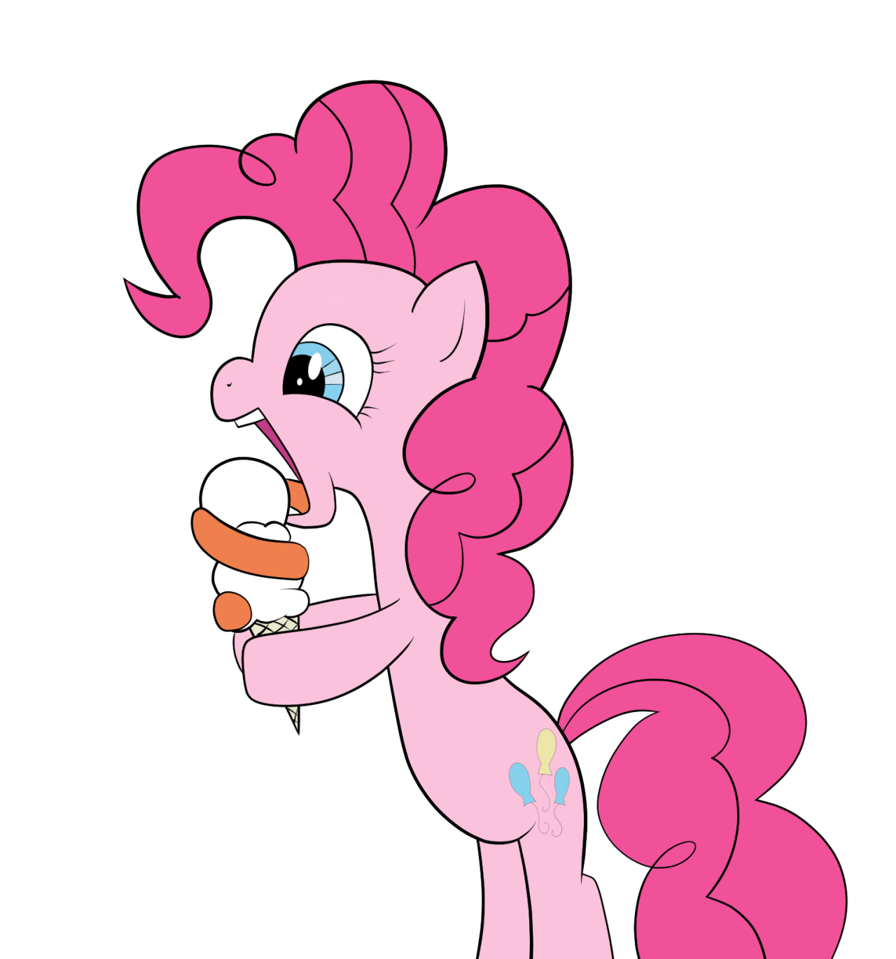 pinkhorsedaily:Today is Creative Ice Cream Flavors Day. Pinkie is trying out vanilla.