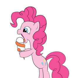 pinkhorsedaily:Today is Creative Ice Cream Flavors Day. Pinkie is trying out vanilla. Who does that?x3