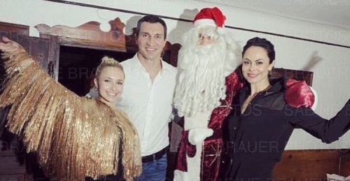 Hayden, Wlad, and Natalia Klitschko celebrating New Year in Austria