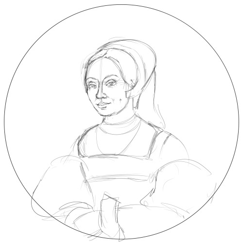 not-xpr-art: wip sketch of my own version of catherine howard!so last year i did my own version of a