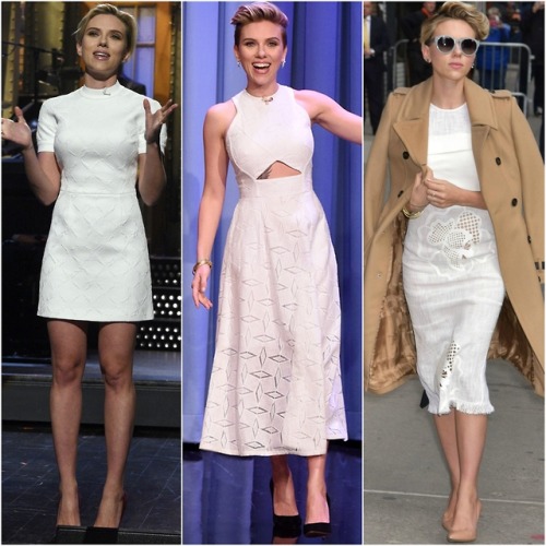 W H I T E  O U T !Scarlett Johansson ~ white outfits/ dresses