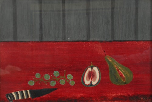 amare-habeo:    Leo Van Roy (Belgian, born 1921)Grapes, apple and peach (Raisins, pomme et poire), N/D