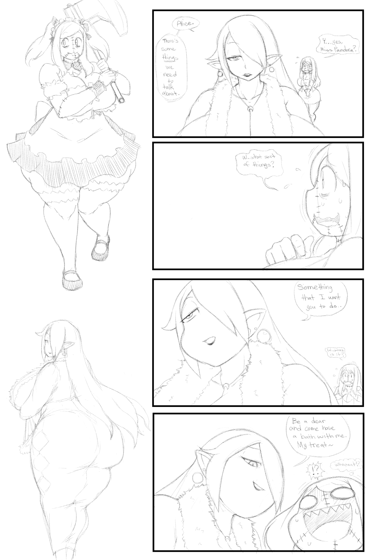 overlordzeon:  Was working on a four panel comic sketch from last week before doing