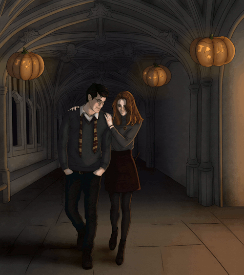 runningquill-art:  Tricky Tricking “For the last time, Potter, this is not a date! I’m literally walking you to detention right now!” 